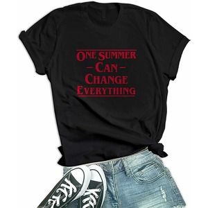 Womens Black One Summer Can Change Every Thing Shirt | Summer Change, XL